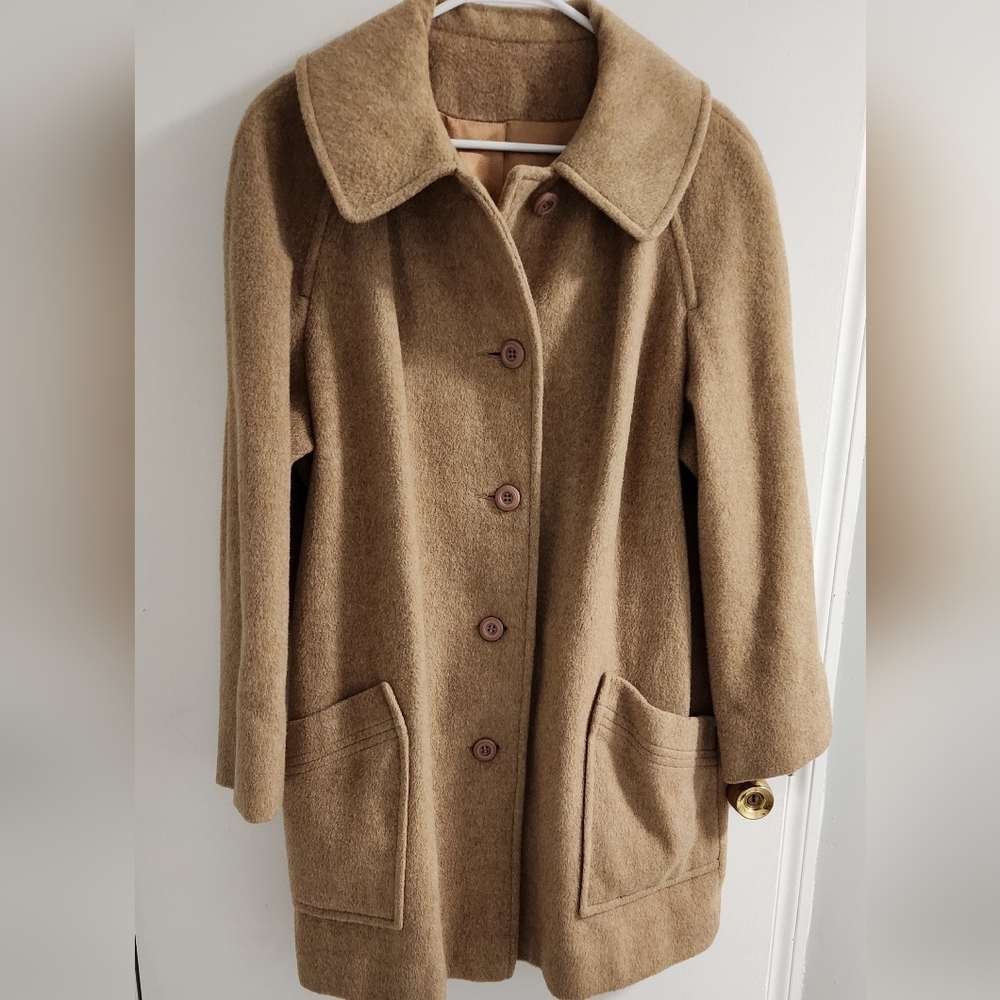 Betty Rose Vintage Tan Wool Coat, Size L/XL